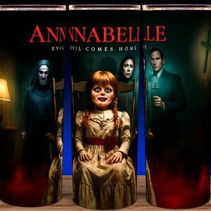 Annabelle Doll  Horror with Nun - Evil Comes Home Cup Mug Tumbler 20oz